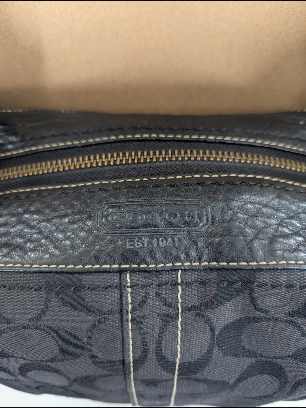 Vintage COACH Signature Shoulder Bag Black Monogram Jacquard Hobo 10561 Y2K - Picture 4 of 12